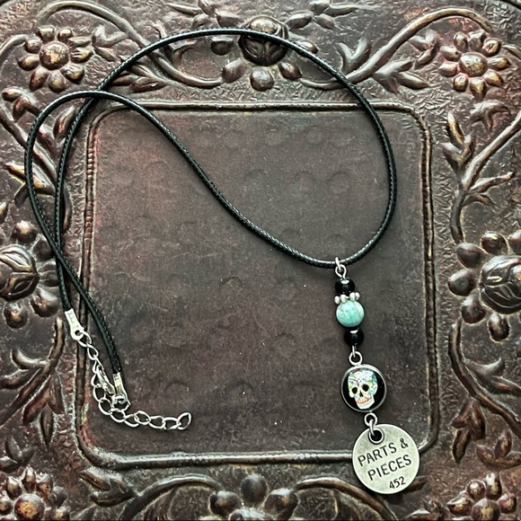 Halloween Parts & Pieces Sugar Skull Token Charm Necklace - Picture 11 of 13